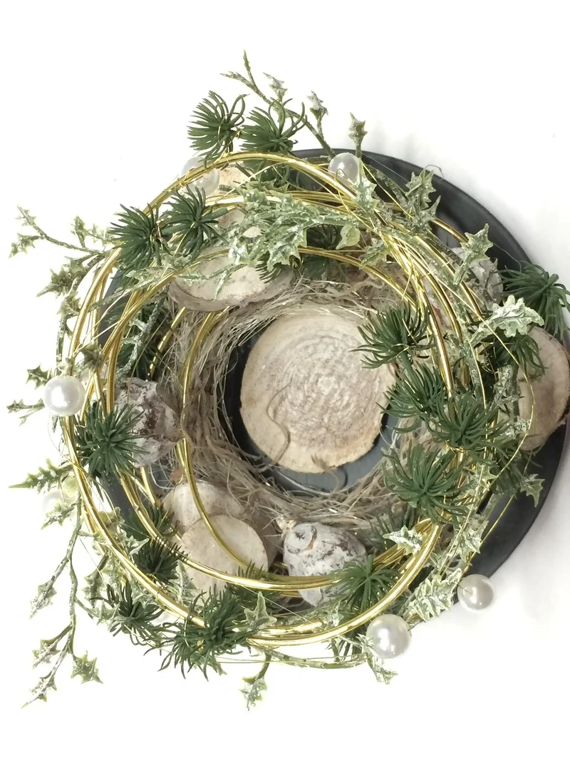 Grabgesteck 20cm Florales Windlicht – Grabschmuck Seidenblumen wetterfest