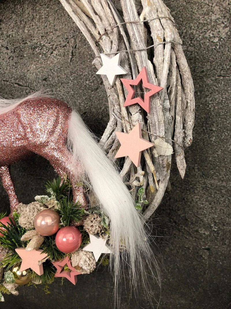 Weihnachtskranz Einhorn – Türkranz Weihnachten handgefertigt