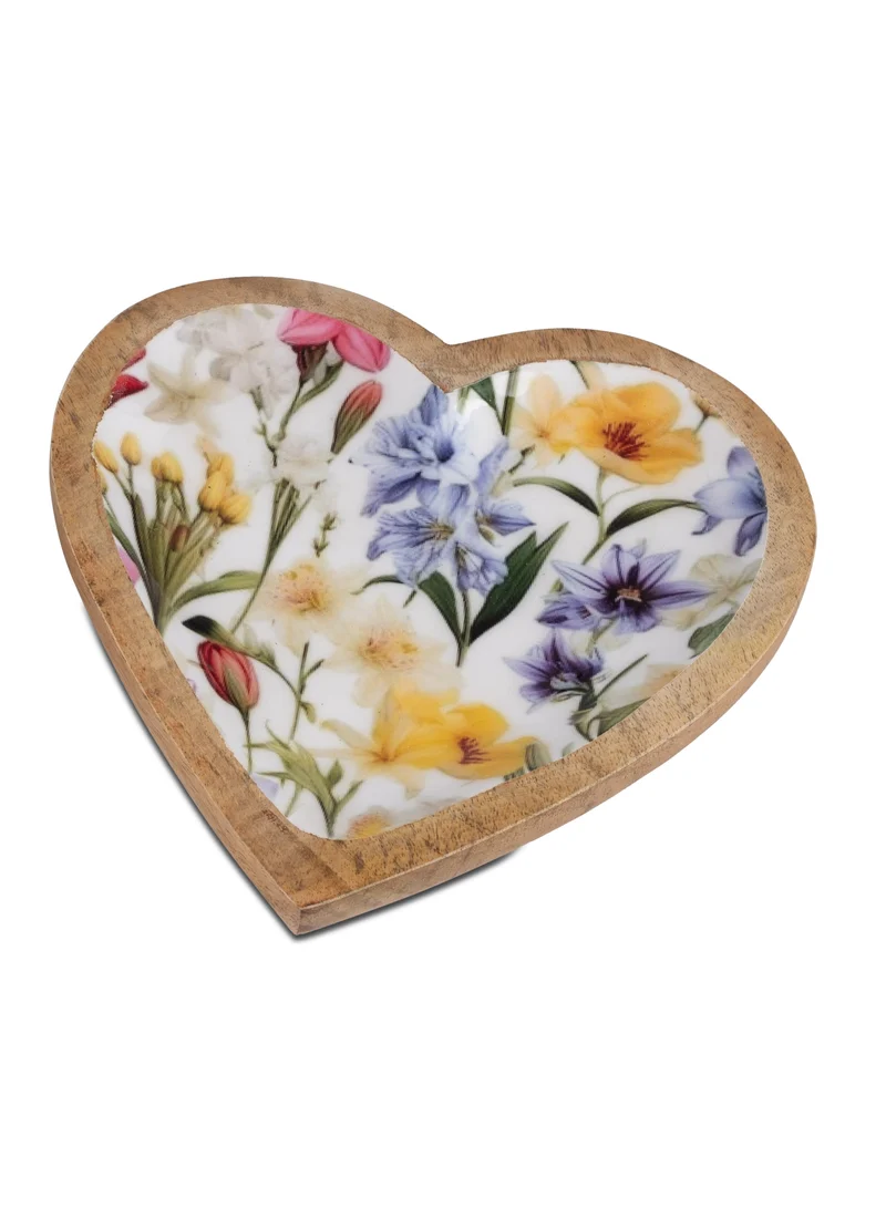 Herzschale "Blumenmeer" aus Mangoholz 24cm