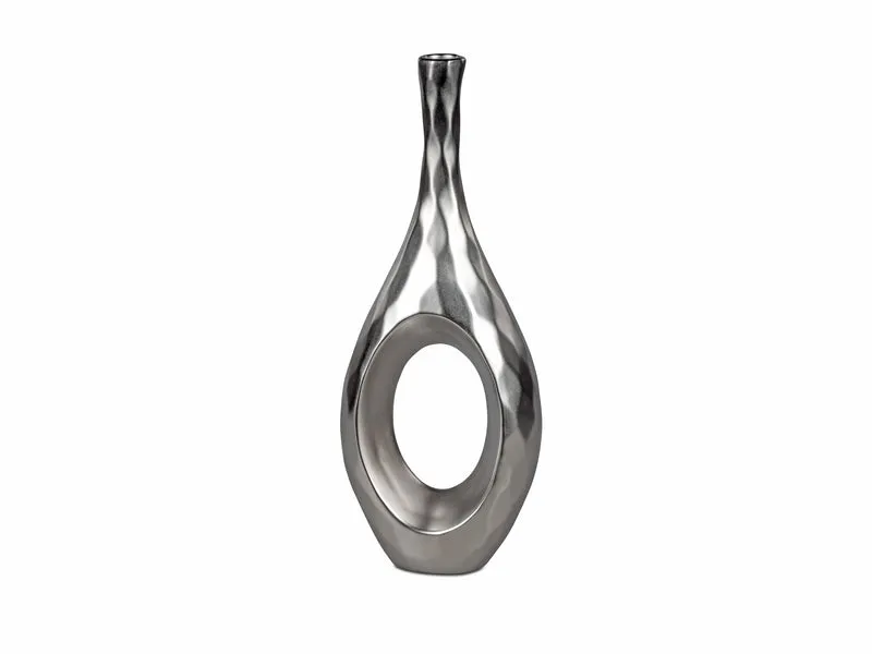Keramik Vase H: 40cm champagner