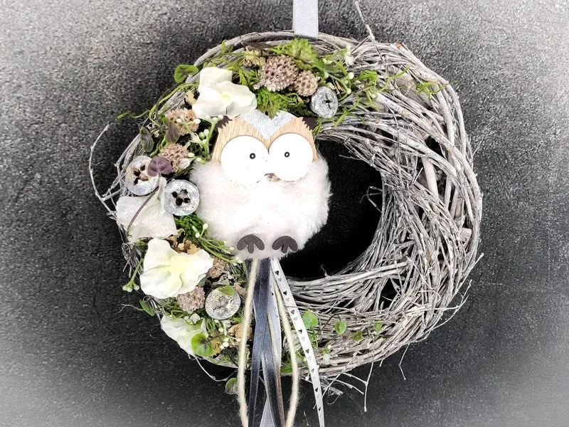 Türkranz Herbstdeko Eule – handgefertigt & gemütlich