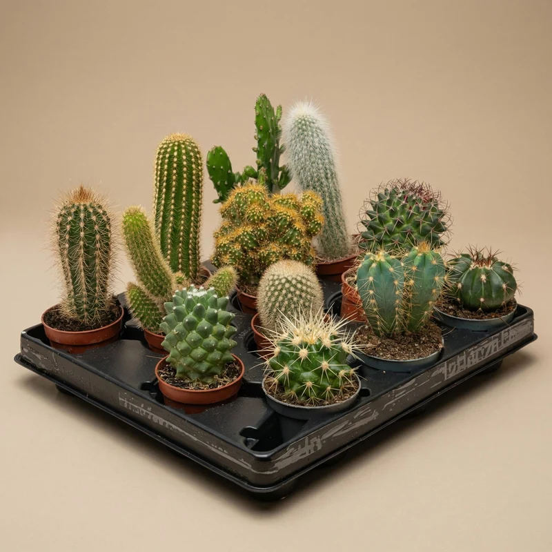 Cacti Set of 6 in Ceramic Mini Pot Barcelona - ↑ 8–12 cm