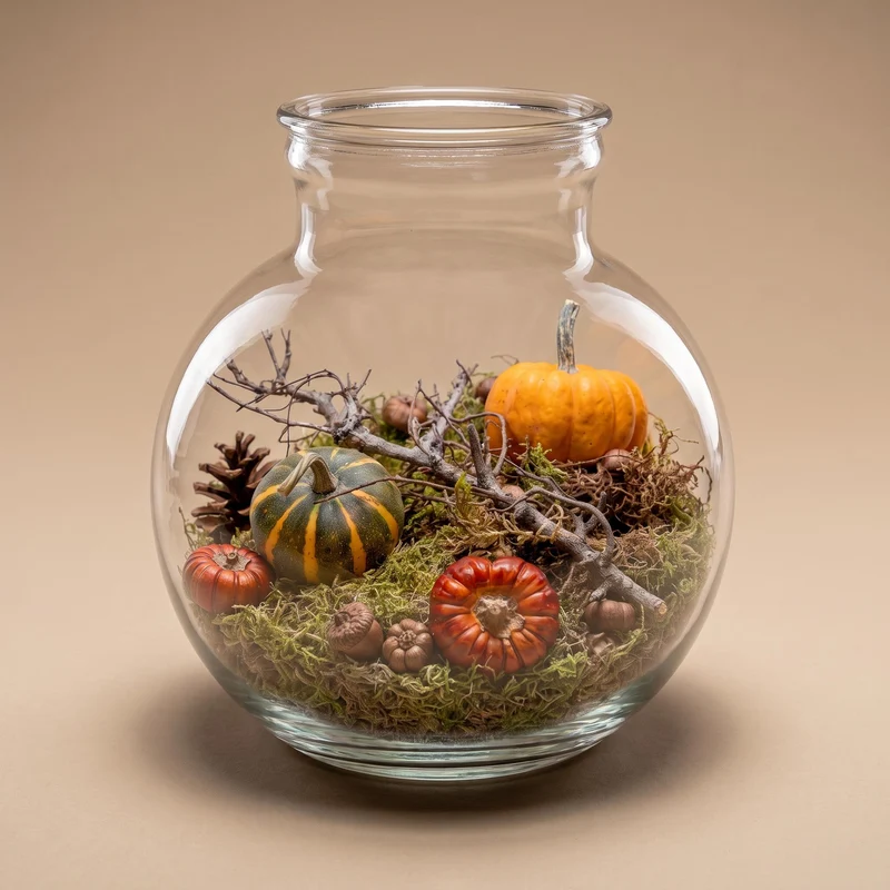 Autumn open terrarium - Teddy bottle Ø 25 cm ↑ 26,5 cm