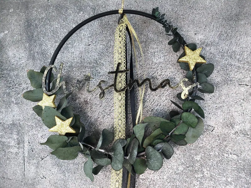 Weihnachtlicher Eukalyptus Ring – Fensterdeko mit LED optional