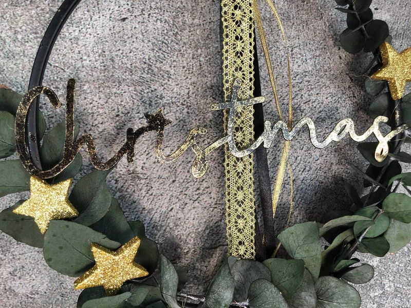 Weihnachtlicher Eukalyptus Ring – Fensterdeko mit LED optional