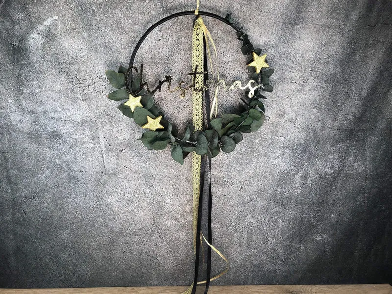 Weihnachtlicher Eukalyptus Ring – Fensterdeko mit LED optional