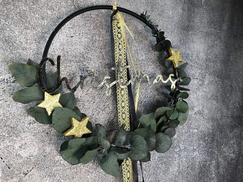 Weihnachtlicher Eukalyptus Ring – Fensterdeko mit LED optional