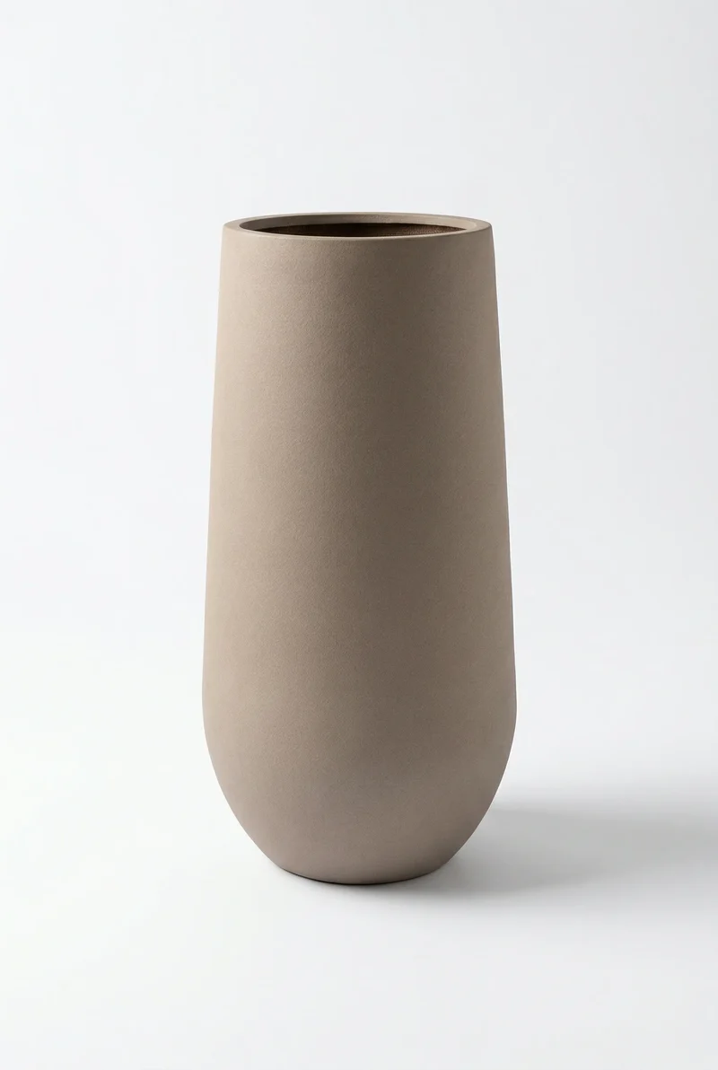 Pflanzkübel Nax Taupe, Bodenvase aus Fiberstone