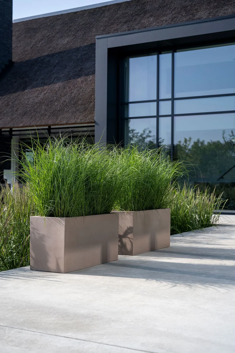 Rechteckiger Pflanzkübel Jort Taupe aus Fiberstone