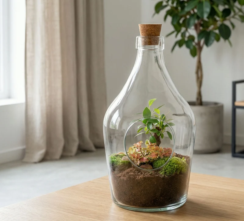 John - Open terrarium with cork - Bottle garden DIY kit - Ø 16 cm ↑ 30 cm