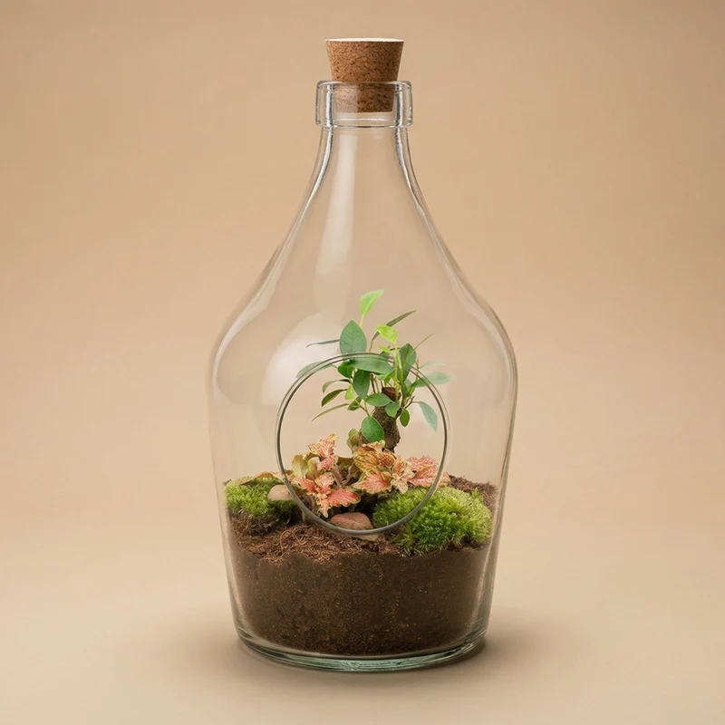 John - Open terrarium with cork - Bottle garden DIY kit - Ø 16 cm ↑ 30 cm