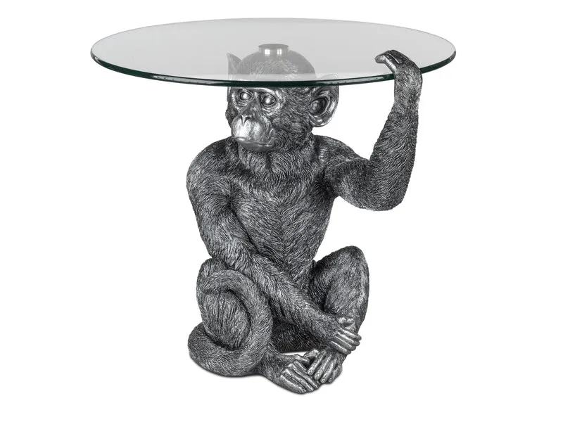 Tierfigur Deko-Tisch Affe Beistelltisch + Glasplatte