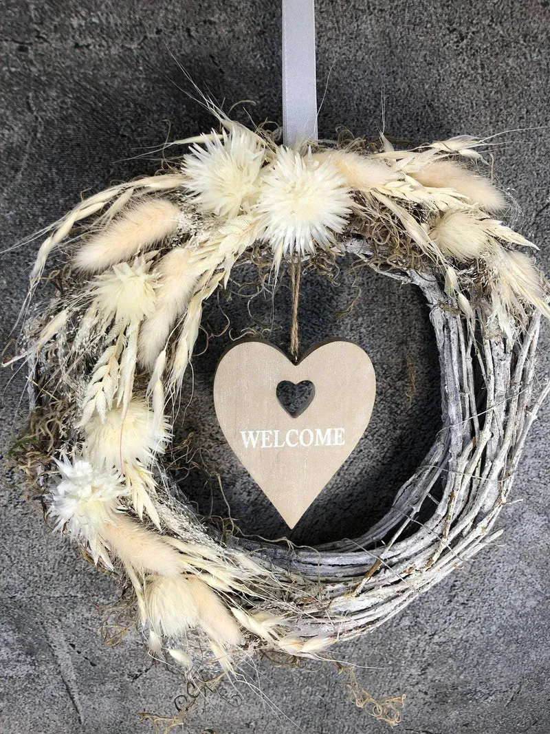 Eukalyptus Trockenblumen Welcome Wandkranz – handgefertigt & langlebig