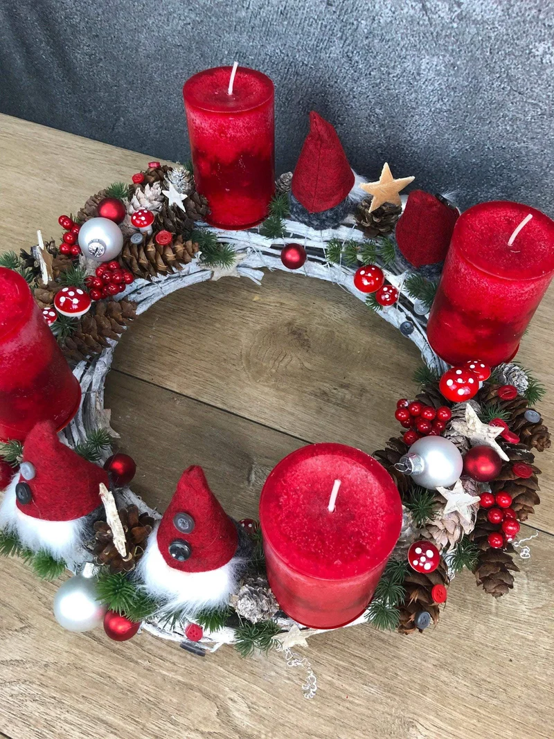Runder Adventskranz – handgefertigt mehrjährig wiederverwendbar gemütl