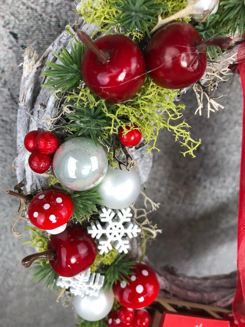 Weihnachtskranz Schlitten – Türkranz Weihnachten handgefertigt