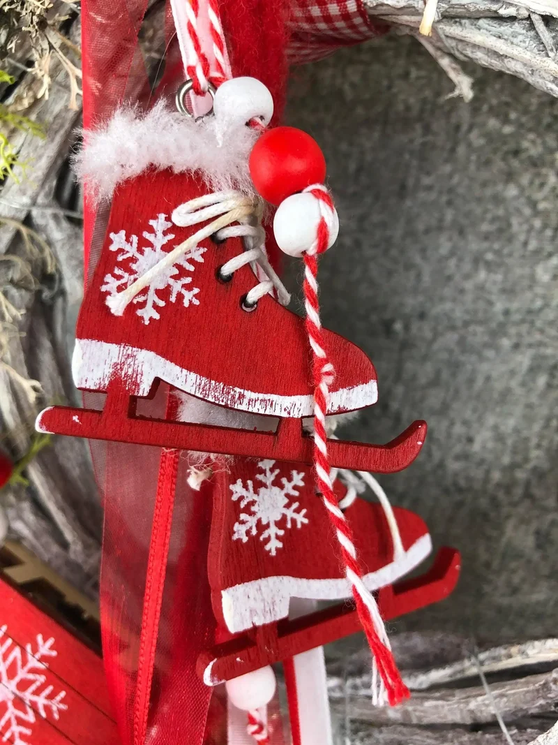 Weihnachtskranz Schlitten – Türkranz Weihnachten handgefertigt