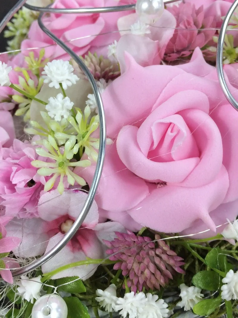 Rose Grabherz Seidenblumen – handgefertigter Grabschmuck – wetterfest