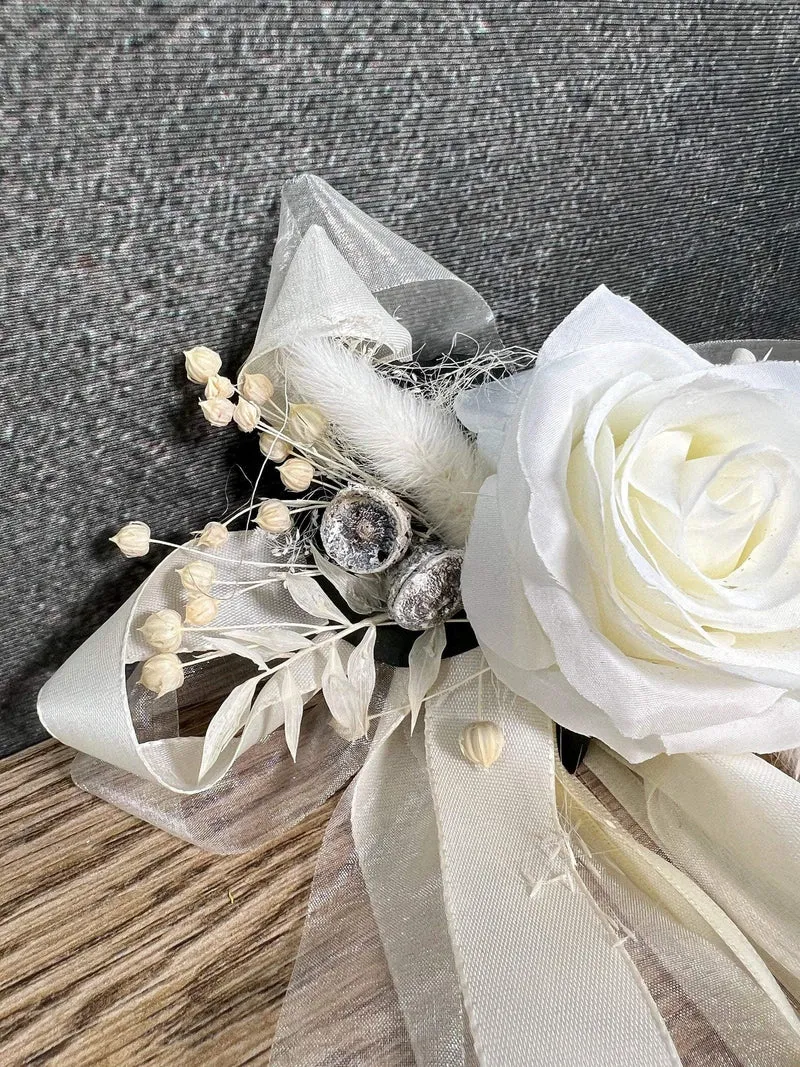Brautauto Schleifen 2er Set Hochzeit – Seidenblumen langlebig