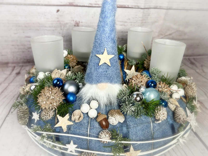 Runder Adventskranz Wichtel Gläser – stimmungsvolle Weihnachtsdeko