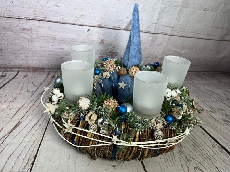 Runder Adventskranz Wichtel Gläser – stimmungsvolle Weihnachtsdeko
