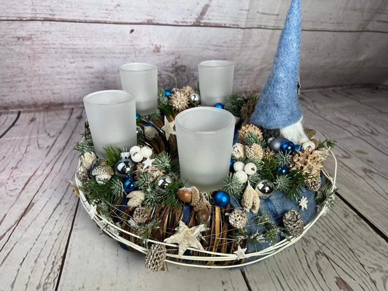 Runder Adventskranz Wichtel Gläser – stimmungsvolle Weihnachtsdeko