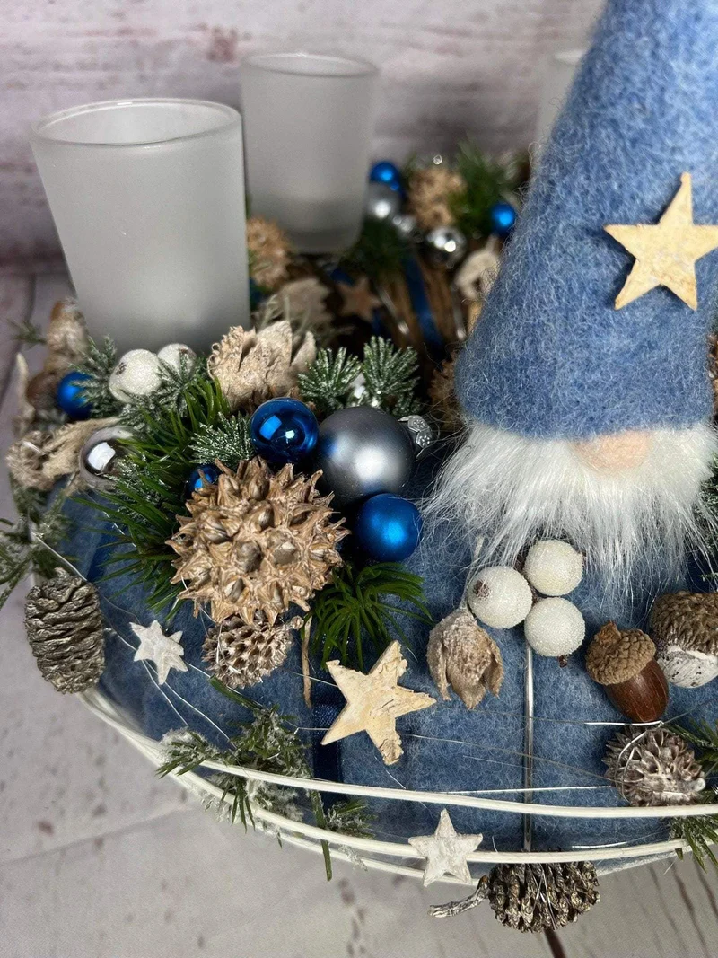 Runder Adventskranz Wichtel Gläser – stimmungsvolle Weihnachtsdeko