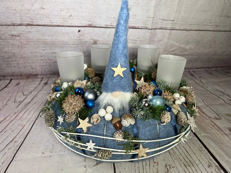 Runder Adventskranz Wichtel Gläser – stimmungsvolle Weihnachtsdeko