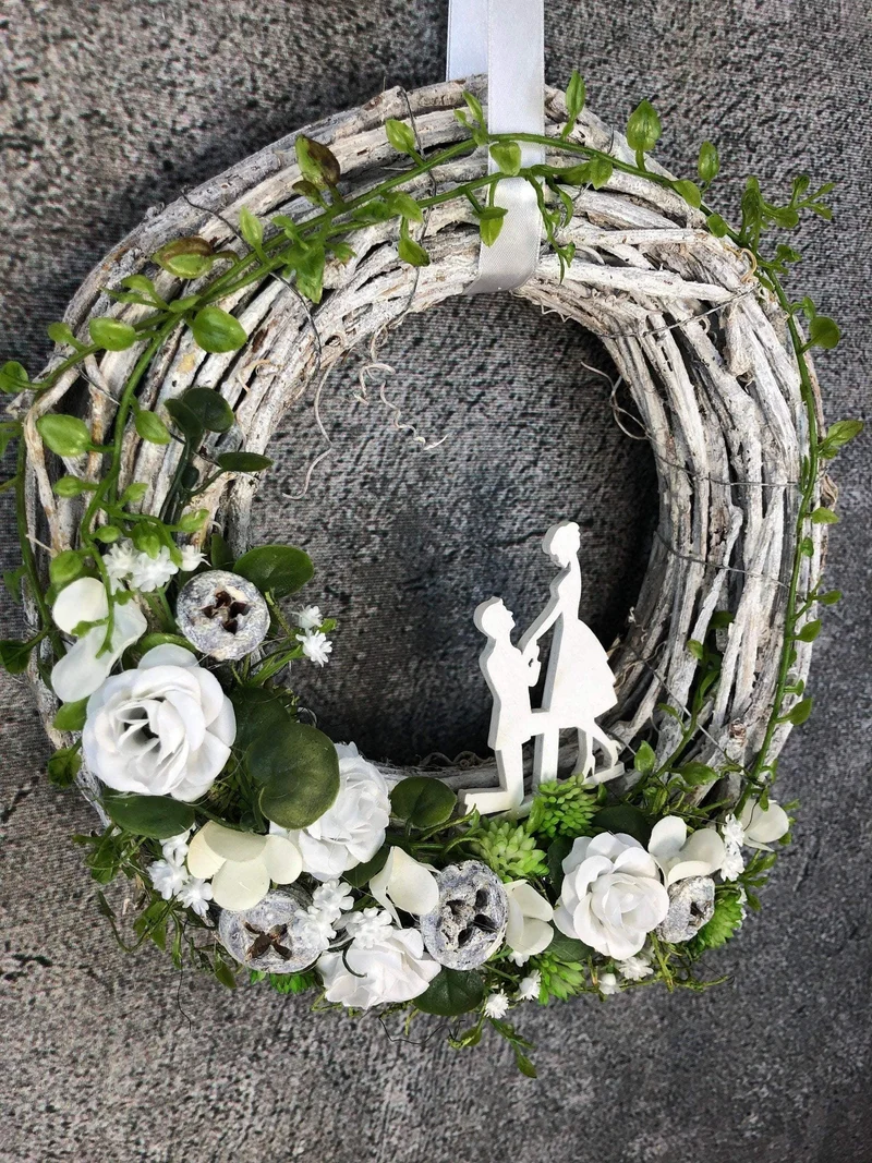 Türkranz Hochzeit Schleierkraut – Türdeko romantisch & handgefertigt