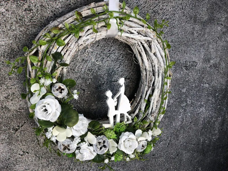 Türkranz Hochzeit Schleierkraut – Türdeko romantisch & handgefertigt