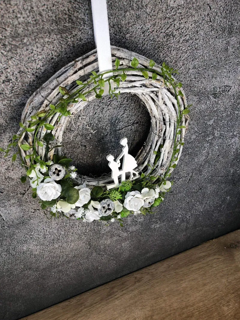 Türkranz Hochzeit Schleierkraut – Türdeko romantisch & handgefertigt