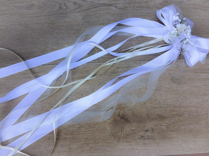 Hochzeits Autoschleifen Seidenblumen 2er Set – Brautauto Deko