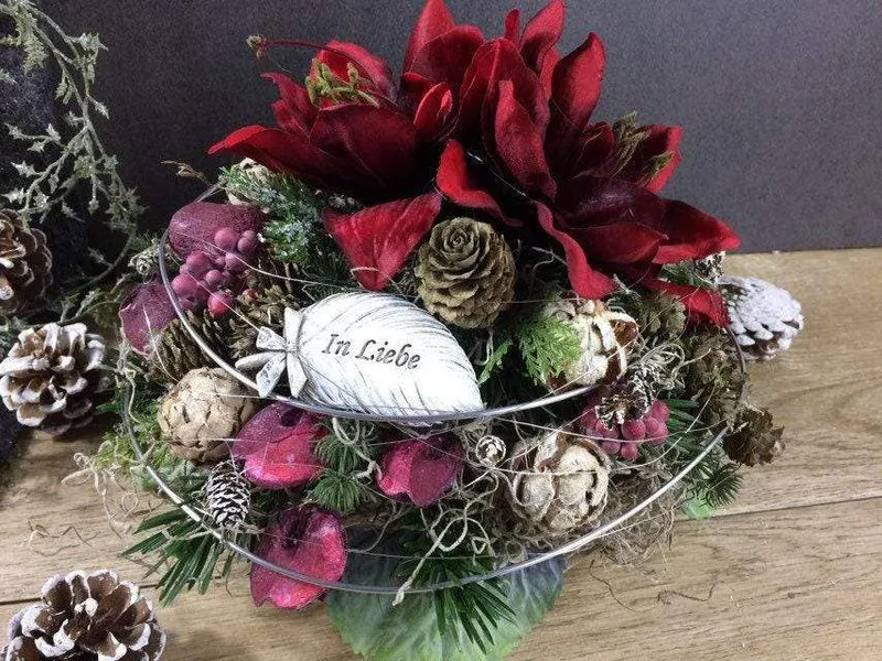 Grabgesteck mit Rose – langlebiger Grabschmuck Seidenblumen