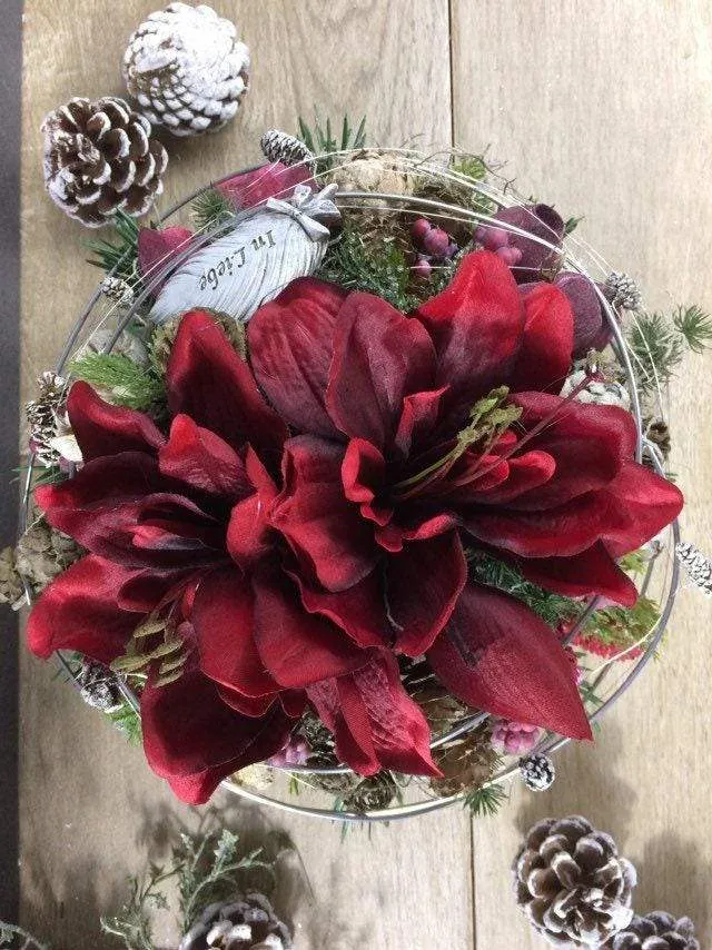 Grabgesteck mit Rose – langlebiger Grabschmuck Seidenblumen