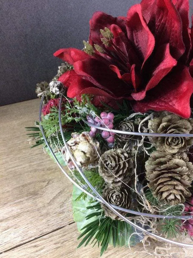 Grabgesteck mit Rose – langlebiger Grabschmuck Seidenblumen