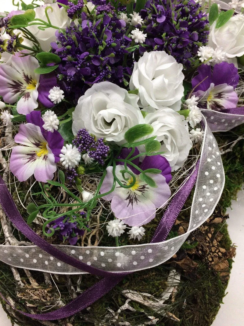 Seidenblumen Grabschmuck Herz Rose – handgefertigt