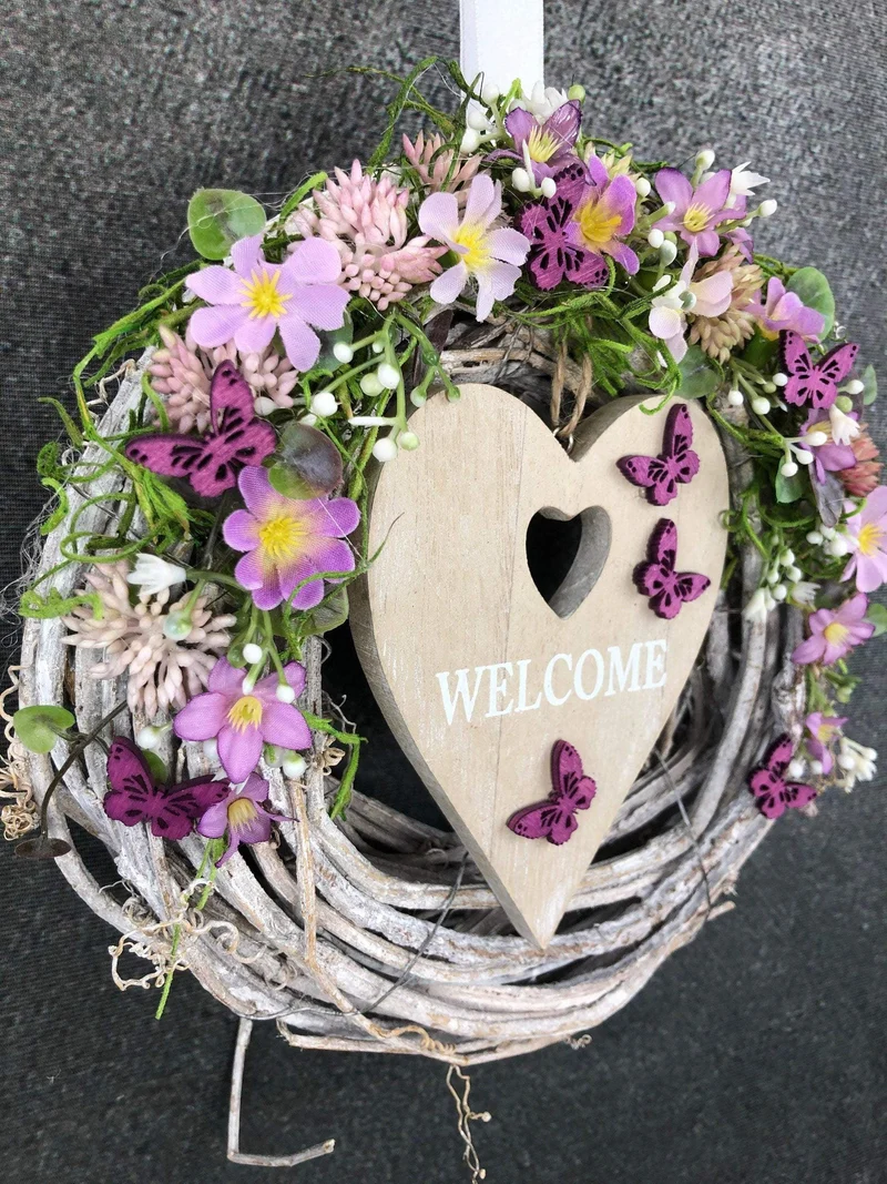 Welcome Türkranz Seidenblumen – langlebige Haustürdeko – Wunschfarbe