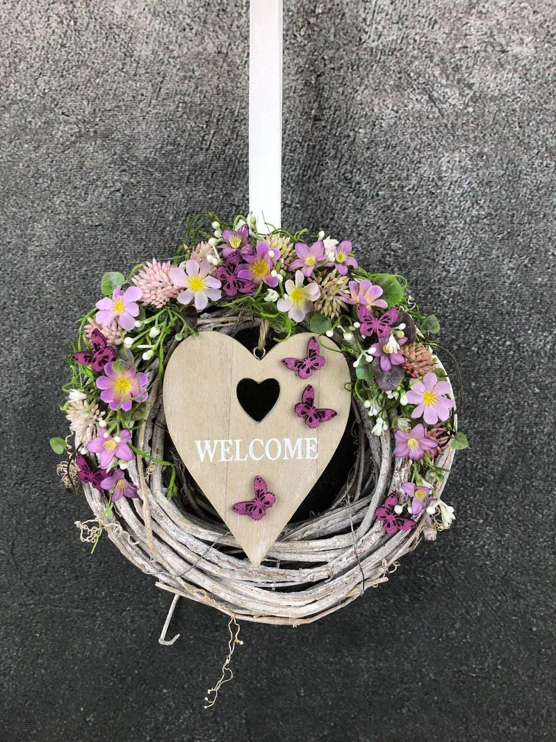 Welcome Türkranz Seidenblumen – langlebige Haustürdeko – Wunschfarbe