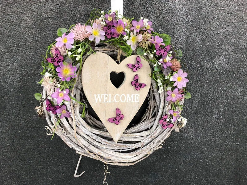 Welcome Türkranz Seidenblumen – langlebige Haustürdeko – Wunschfarbe