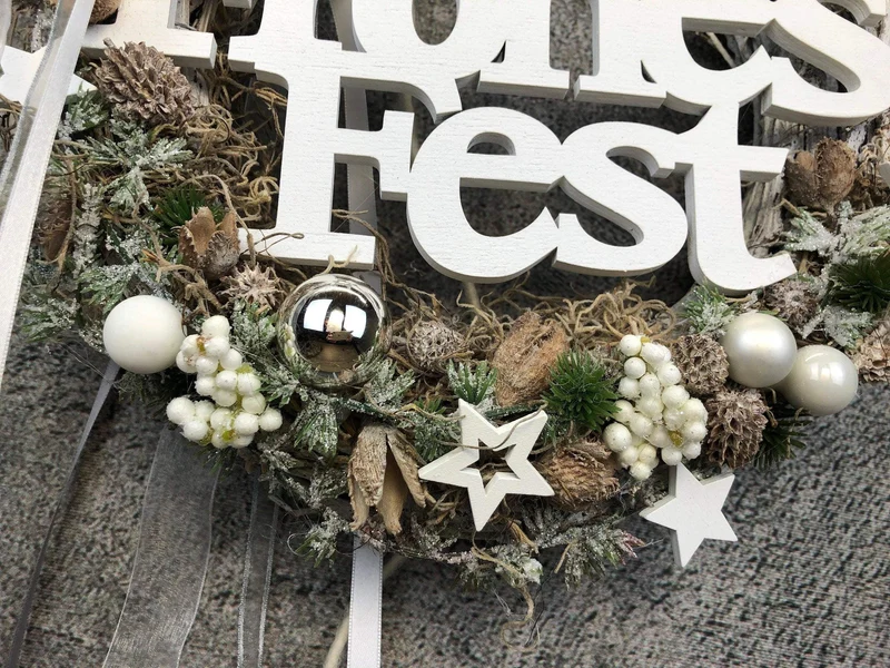 Weihnachtlicher Türkranz Frohes Fest – Wunschfarbe mehrjährig