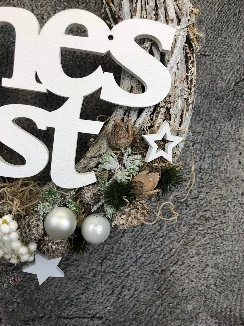 Weihnachtlicher Türkranz Frohes Fest – Wunschfarbe mehrjährig
