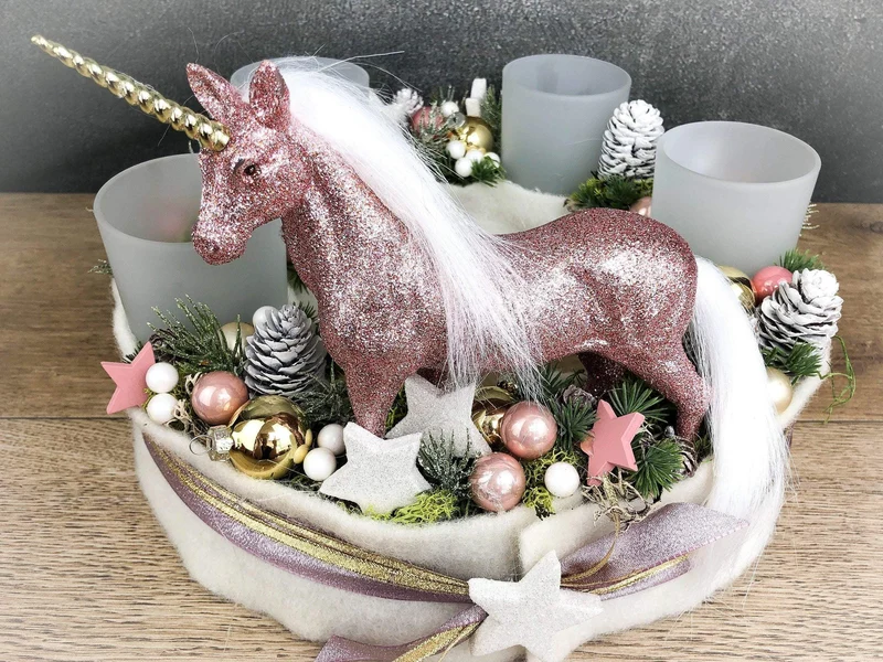 Adventskranz rund mit Einhorn – verspielt & mehrjährig
