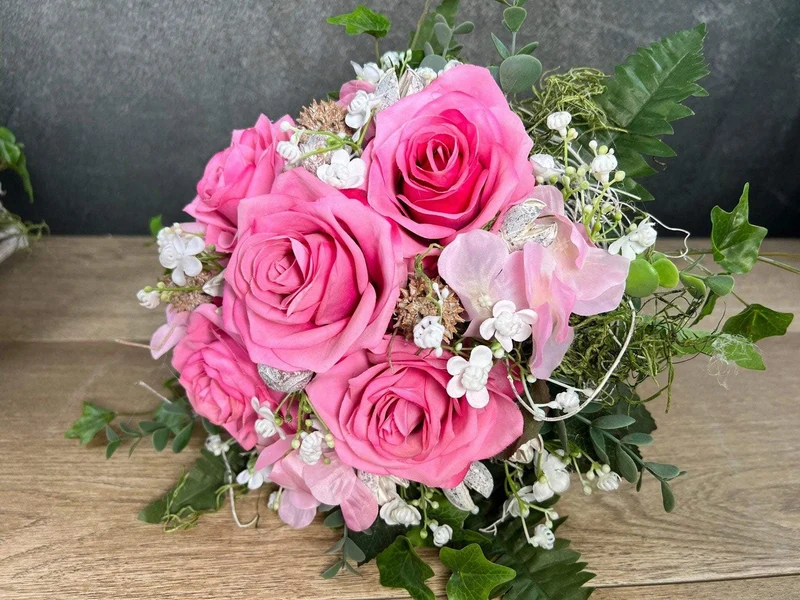 Grabgesteck mit Hortensie – Seidenblumen Grabschmuck