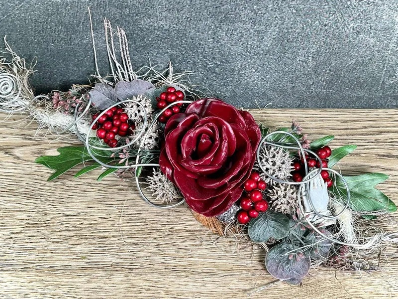 Seidenblumen Grabgesteck Wachsrose – Grabdekoration handgefertigt