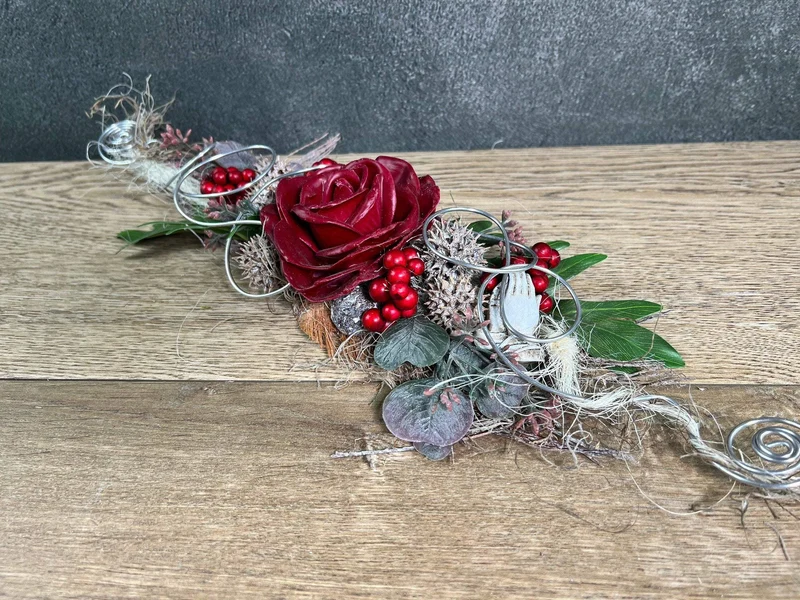 Seidenblumen Grabgesteck Wachsrose – Grabdekoration handgefertigt