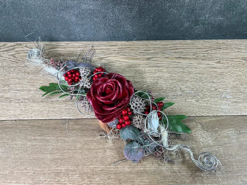 Seidenblumen Grabgesteck Wachsrose – Grabdekoration handgefertigt