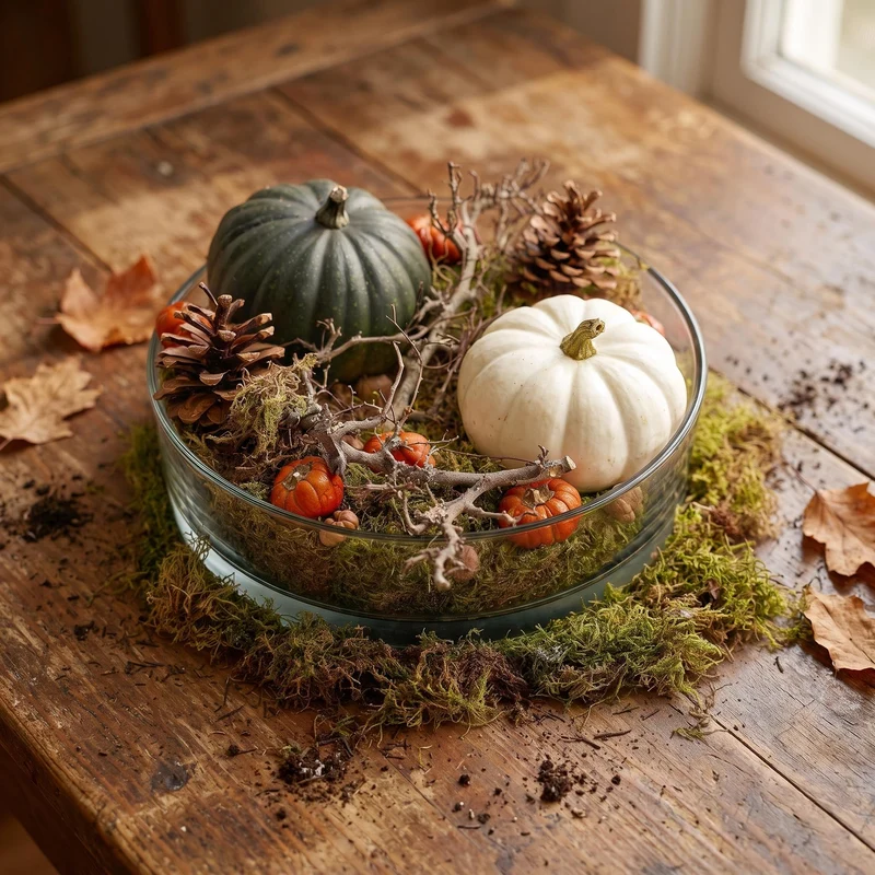 Autumn bowl Pumpkin Large - Glass with 2 real Pumpkins Ø 12cm