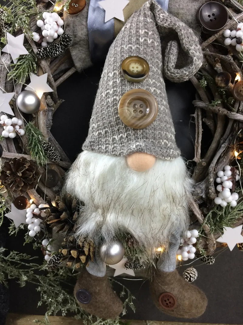 Türkranz Weihnachten mit Wichtel 45cm – Haustürdeko langlebig