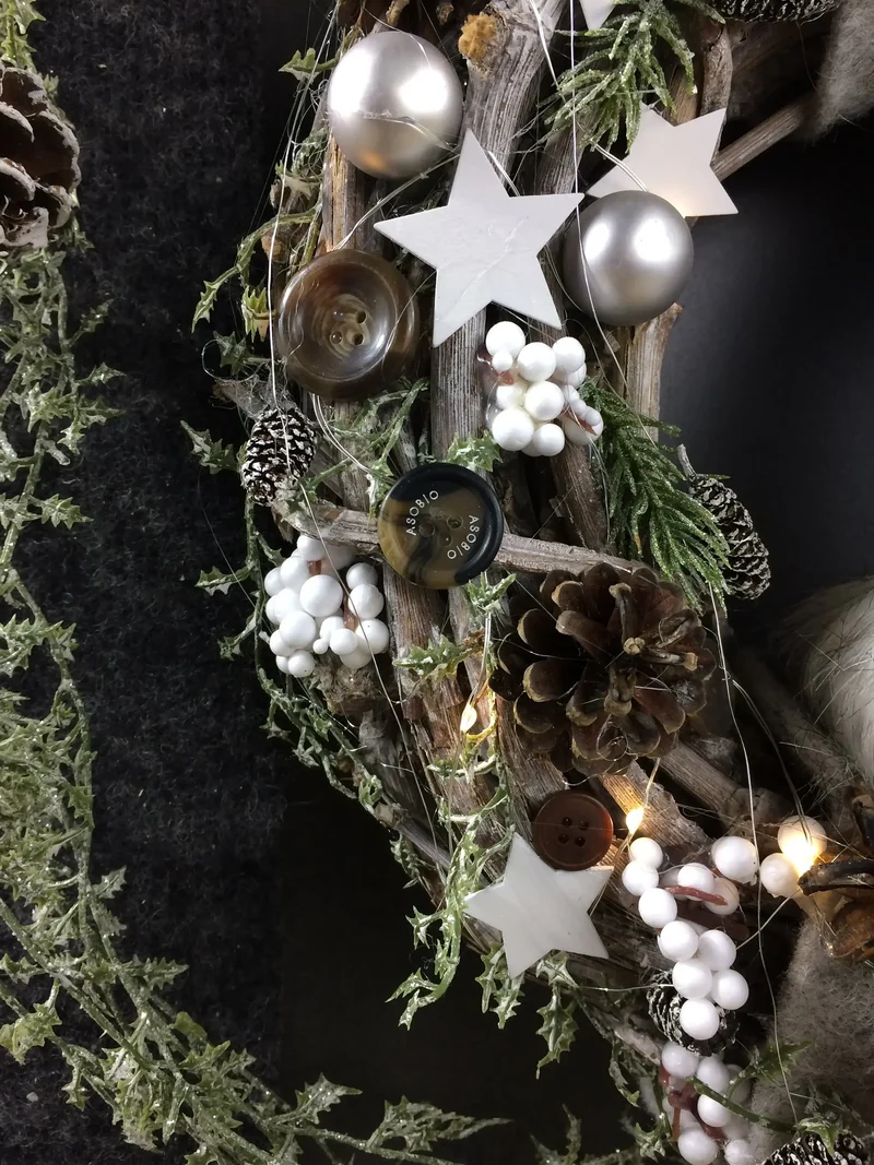 Türkranz Weihnachten mit Wichtel 45cm – Haustürdeko langlebig