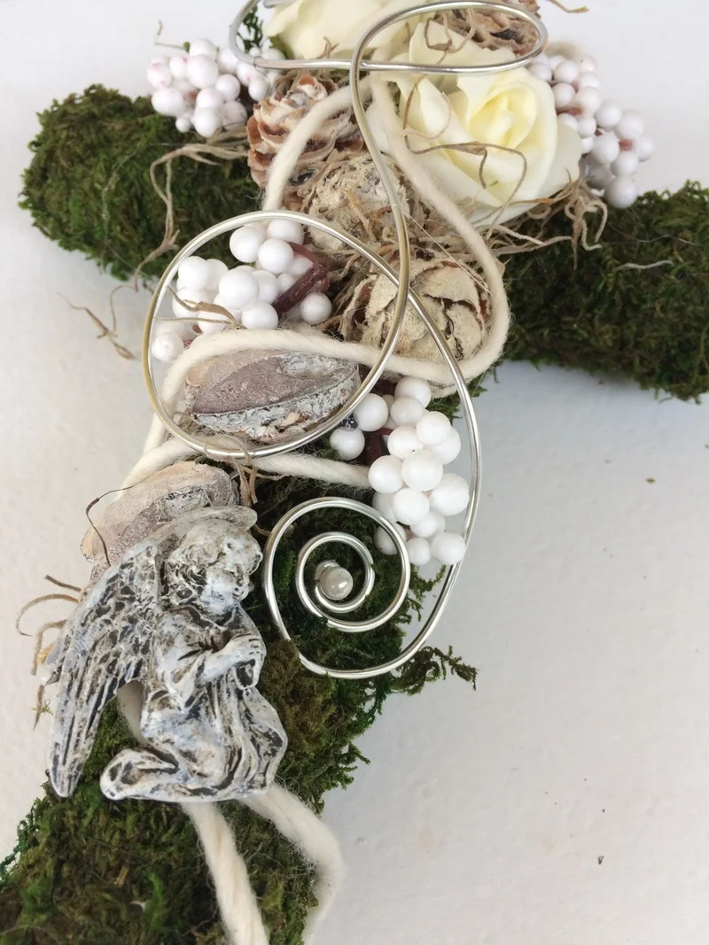 Urnengesteck mit Rose – Urnenschmuck Seidenblumen Wunschfarbe