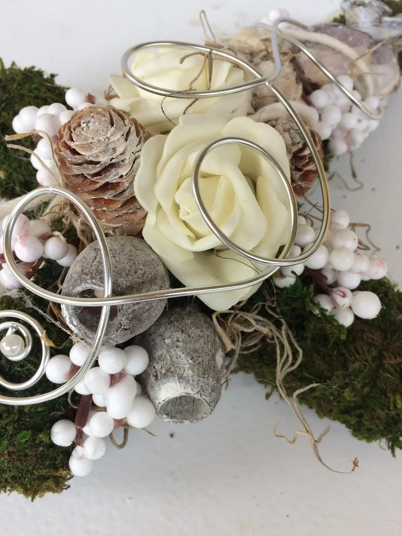 Urnengesteck mit Rose – Urnenschmuck Seidenblumen Wunschfarbe